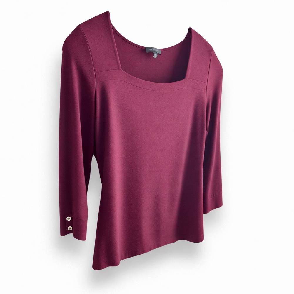 The Limited Burgundy Blouse Women’s Size Medium 3/4 Sleeve Square Neck Top